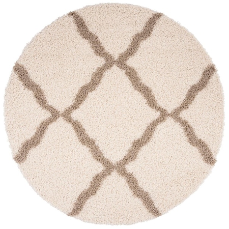 Safavieh 4 x 4 ft. SGD-Dallas Shag Power Loomed Round Area Rug; Ivory & Beige SGDS257B-4R
